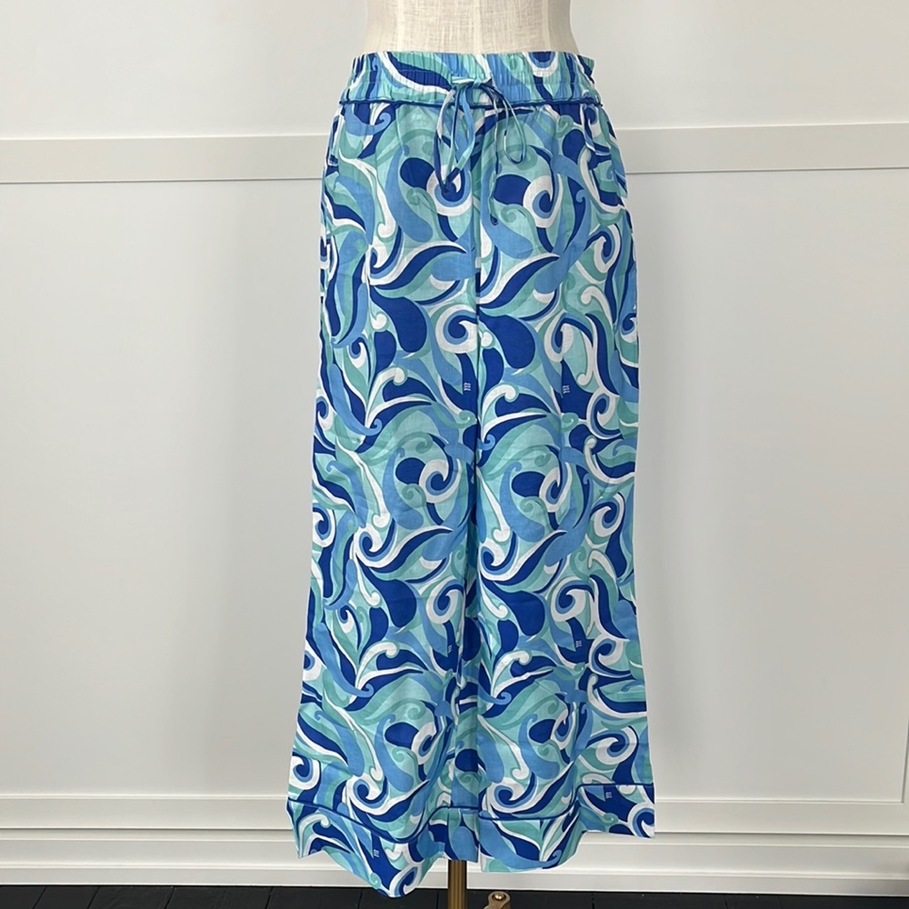 Hill House NWT Skylar Linen Pant Ocean Kaleidoscope. Size S